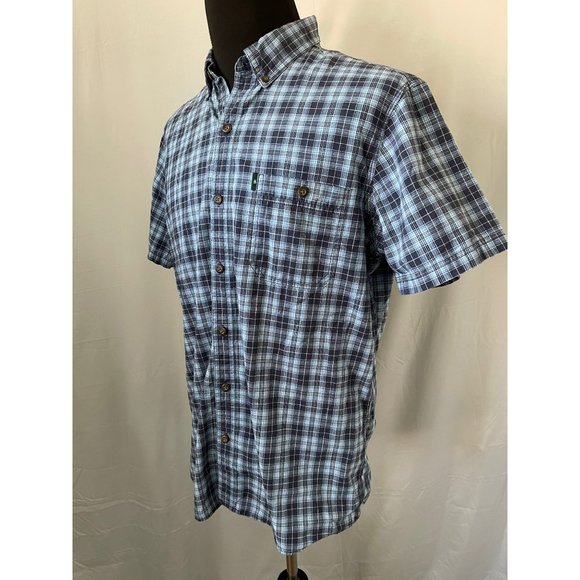 G.H. Bass & Co. 2-Tone Blue Plaid Short Sleeve Button-Down Casual Shirt - Picture 4 of 12